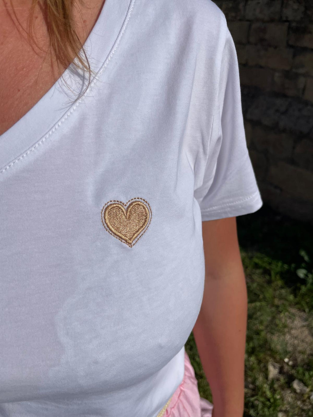 T-shirt Jeanne - Cœur brodé doré