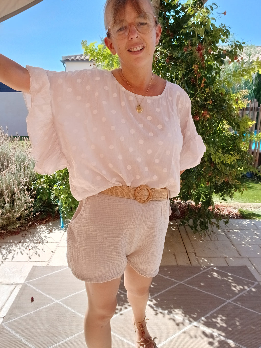 Blouse Célestine - Écrue à pois