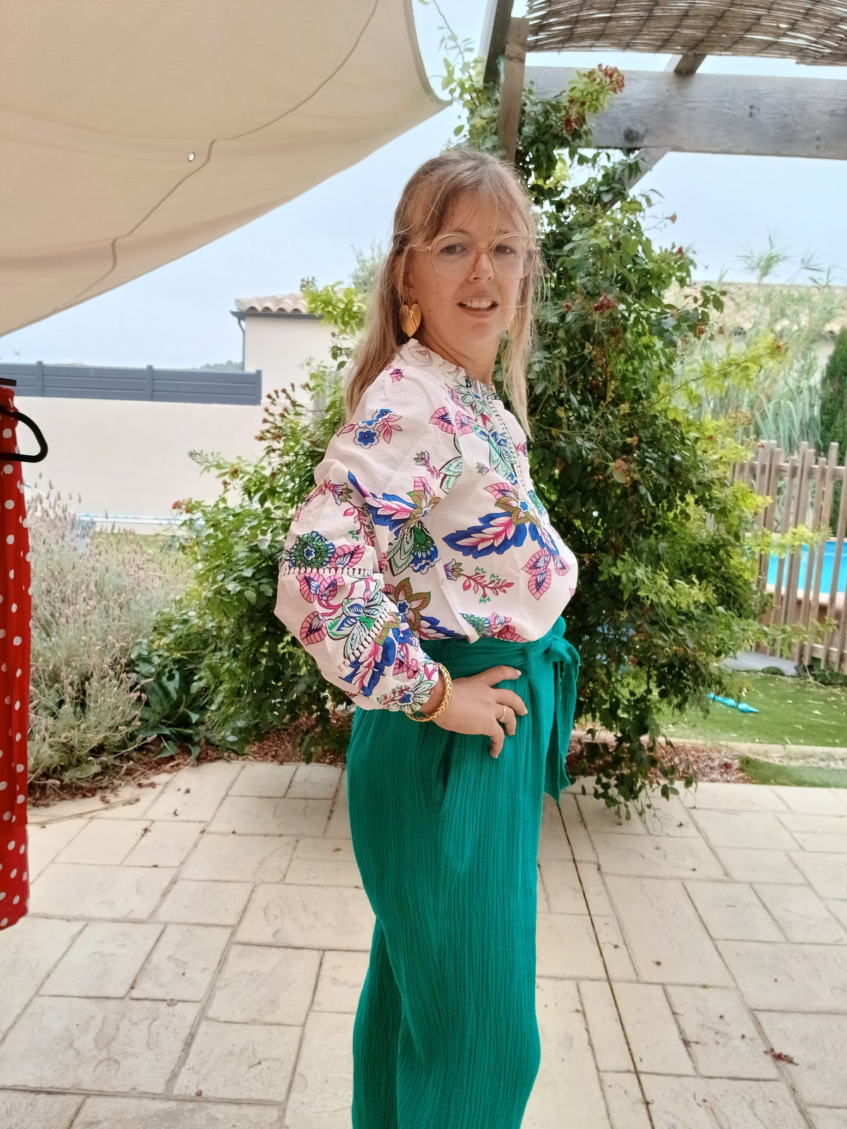 Pantalon Éléa - Gaze de coton vert 💚