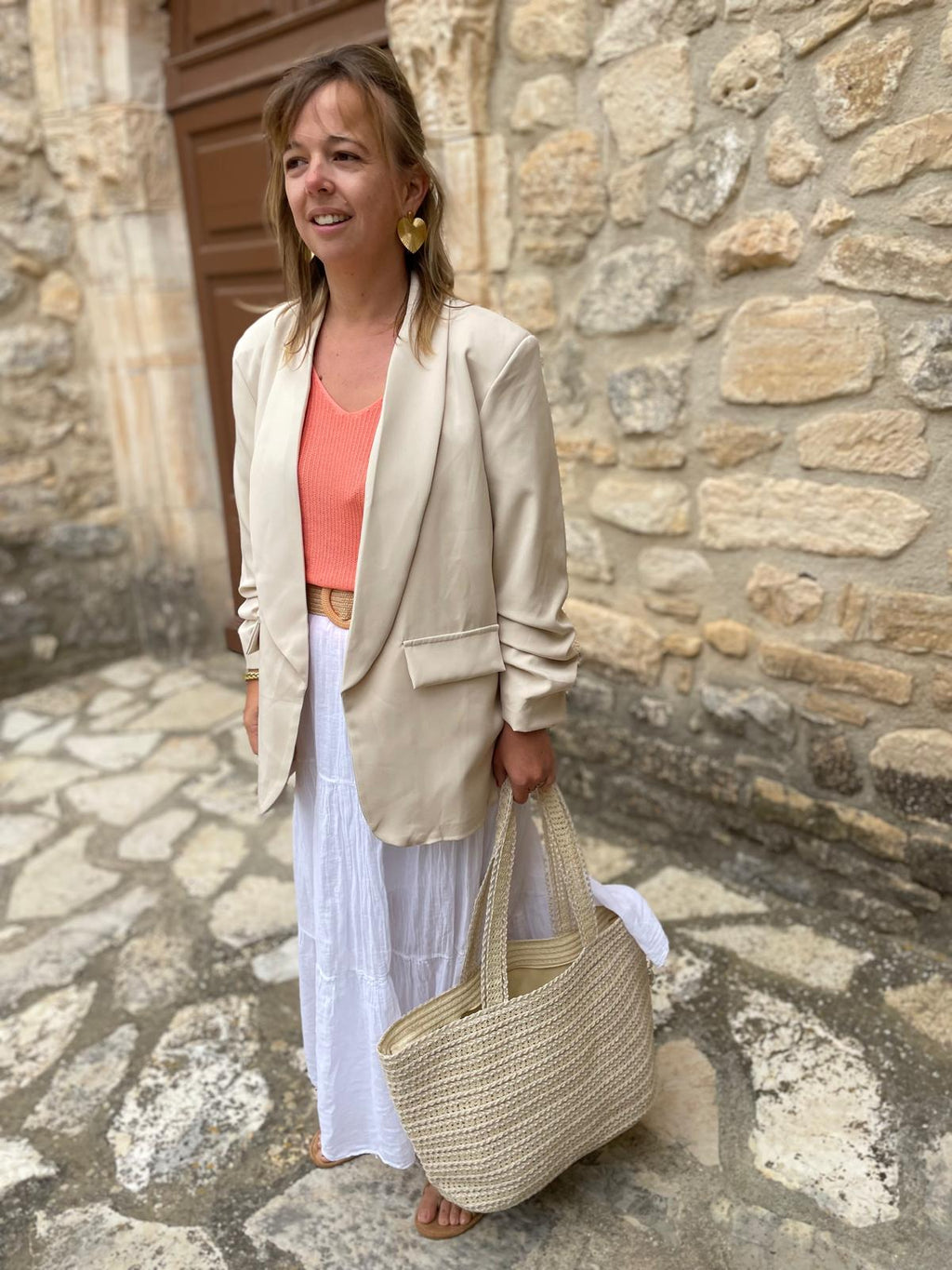 Blazer Auréa Bohème Chic Femme Beige | Chic Soléa