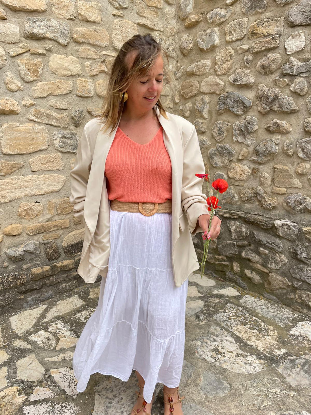 Blazer Auréa Bohème Chic Femme Beige | Chic Soléa