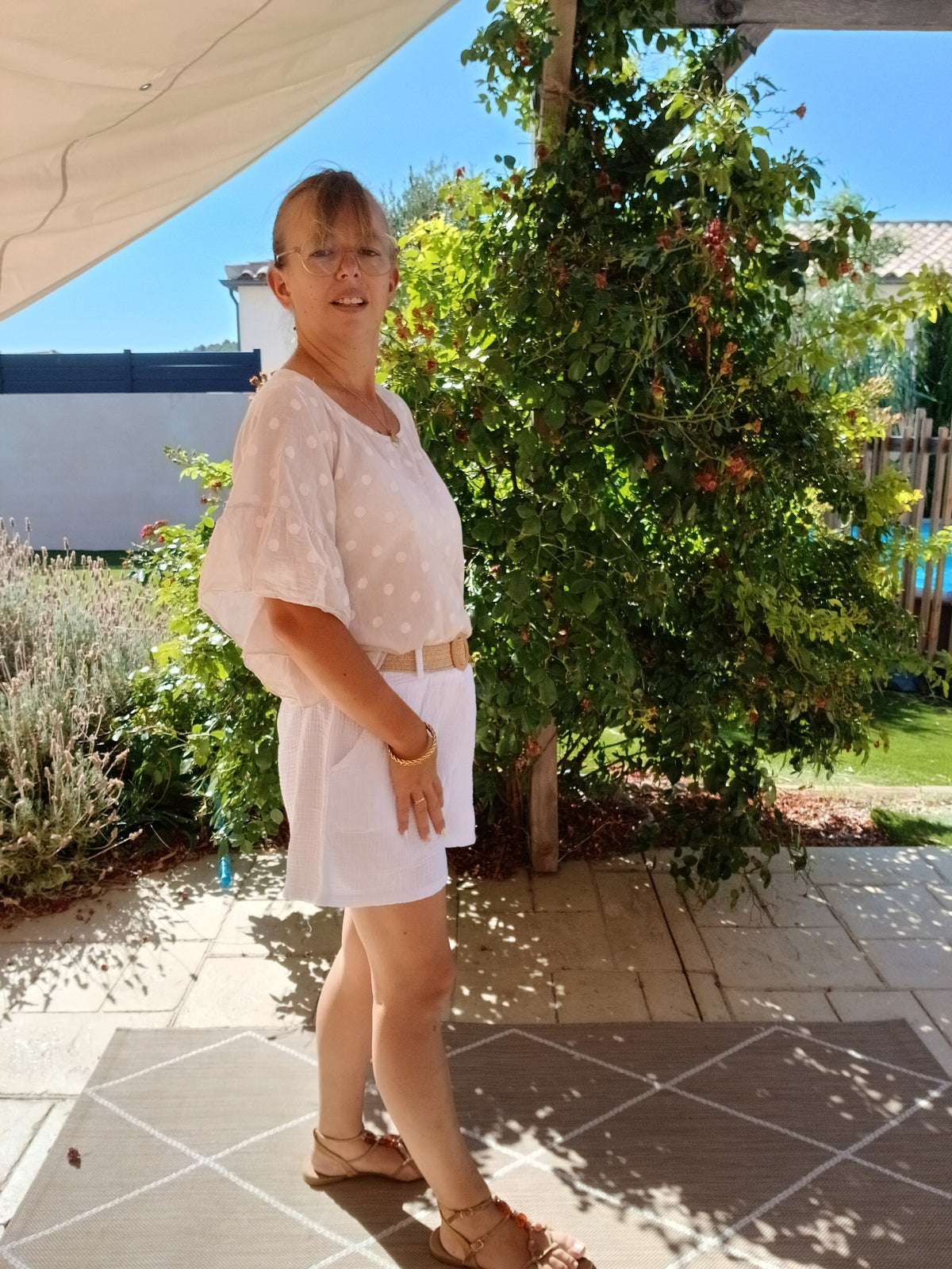 Short Garance - blanc / Beige sable