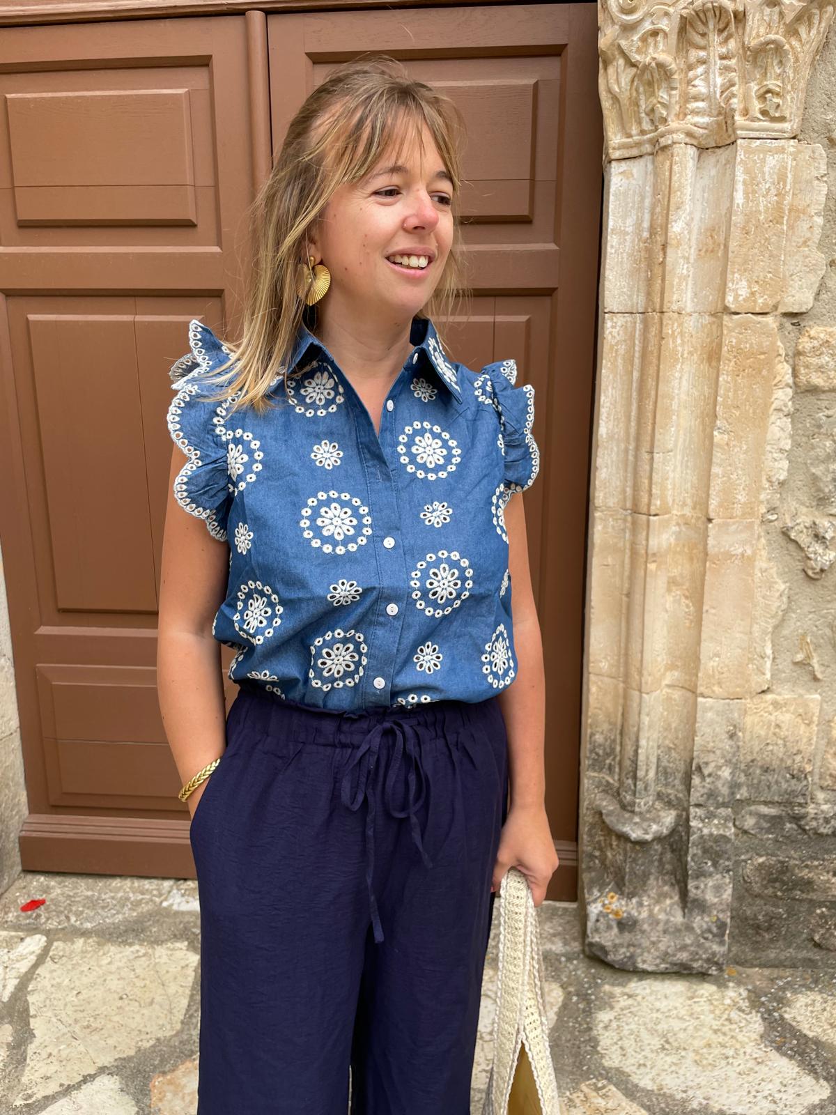 Chemise Ondine Bohème Chic Bleu Jean | Chic Soléa