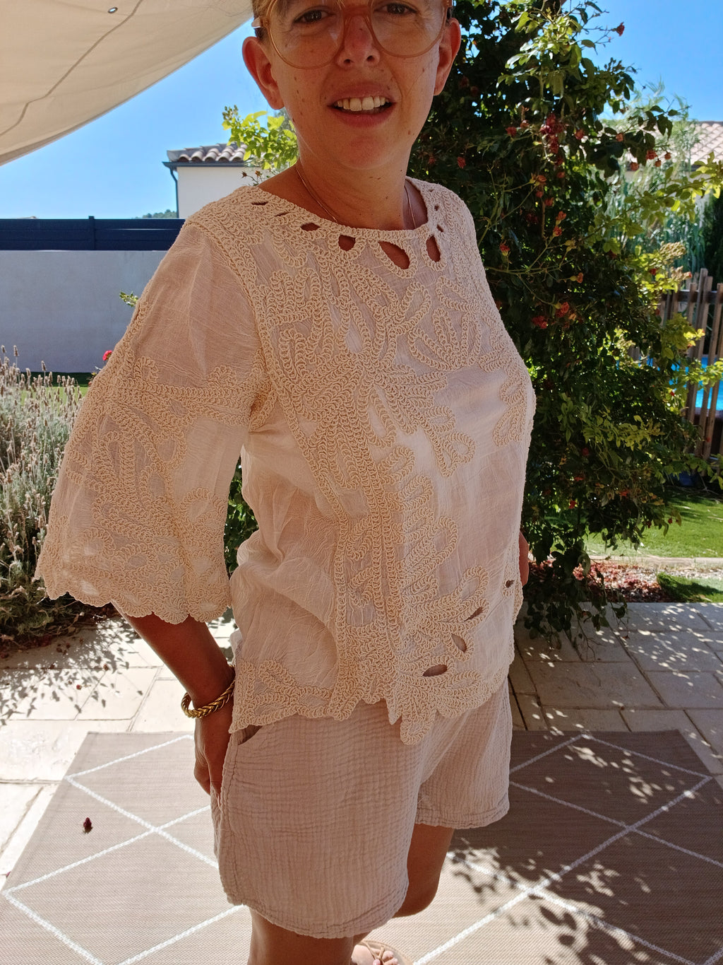 Blouse Apolline - Rose Poudré - Beige Sable