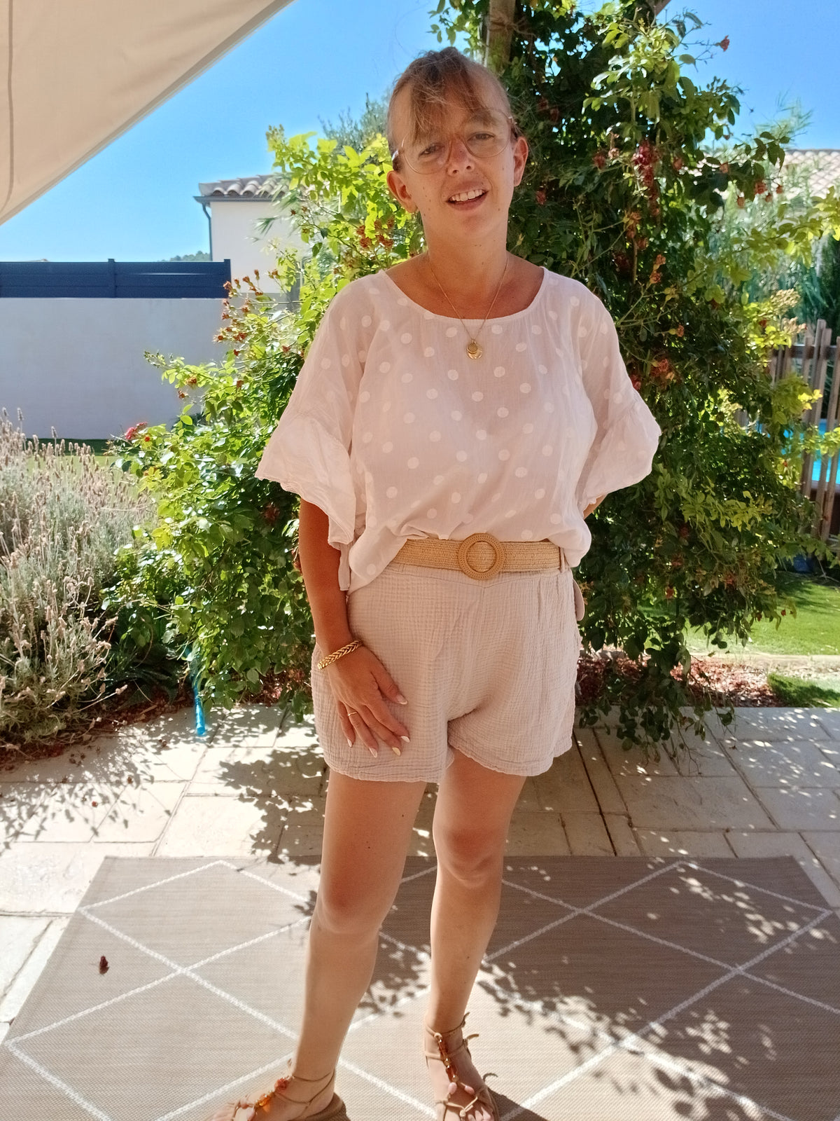 Short Garance - blanc / Beige sable