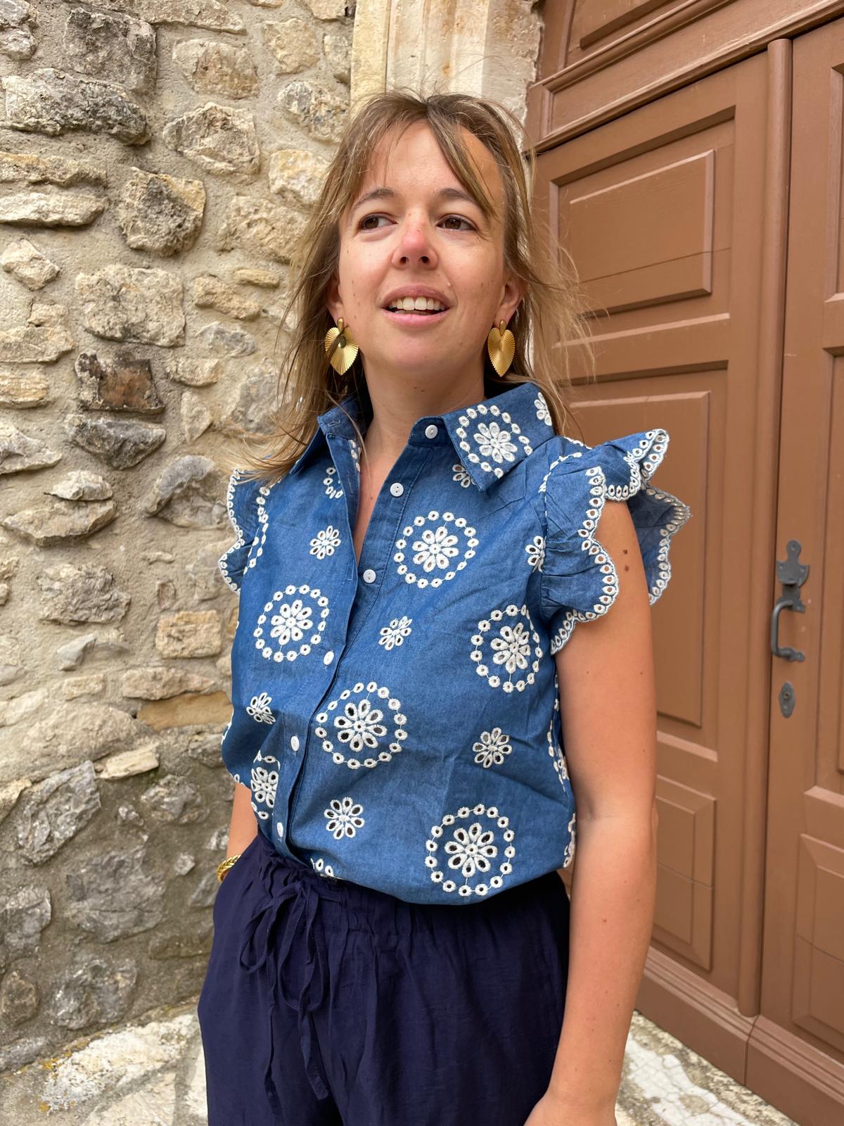 Chemise Ondine Bohème Chic Bleu Jean | Chic Soléa