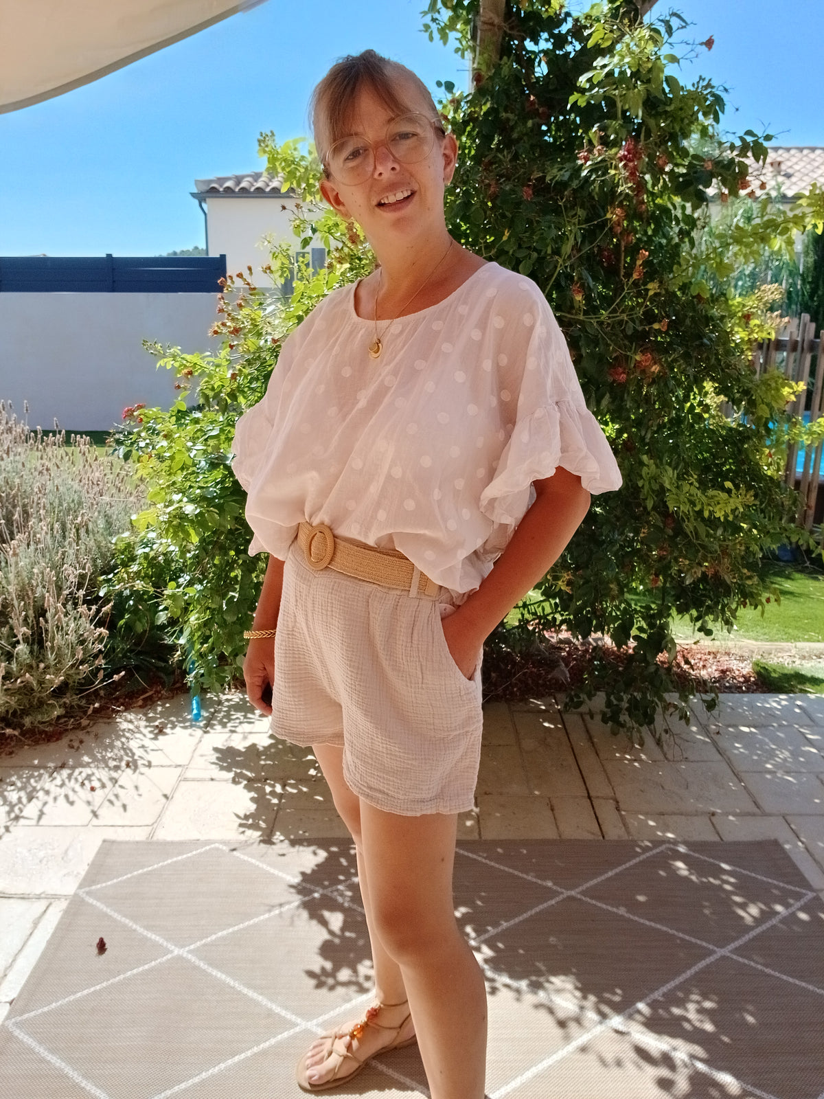 Short Garance - blanc / Beige sable
