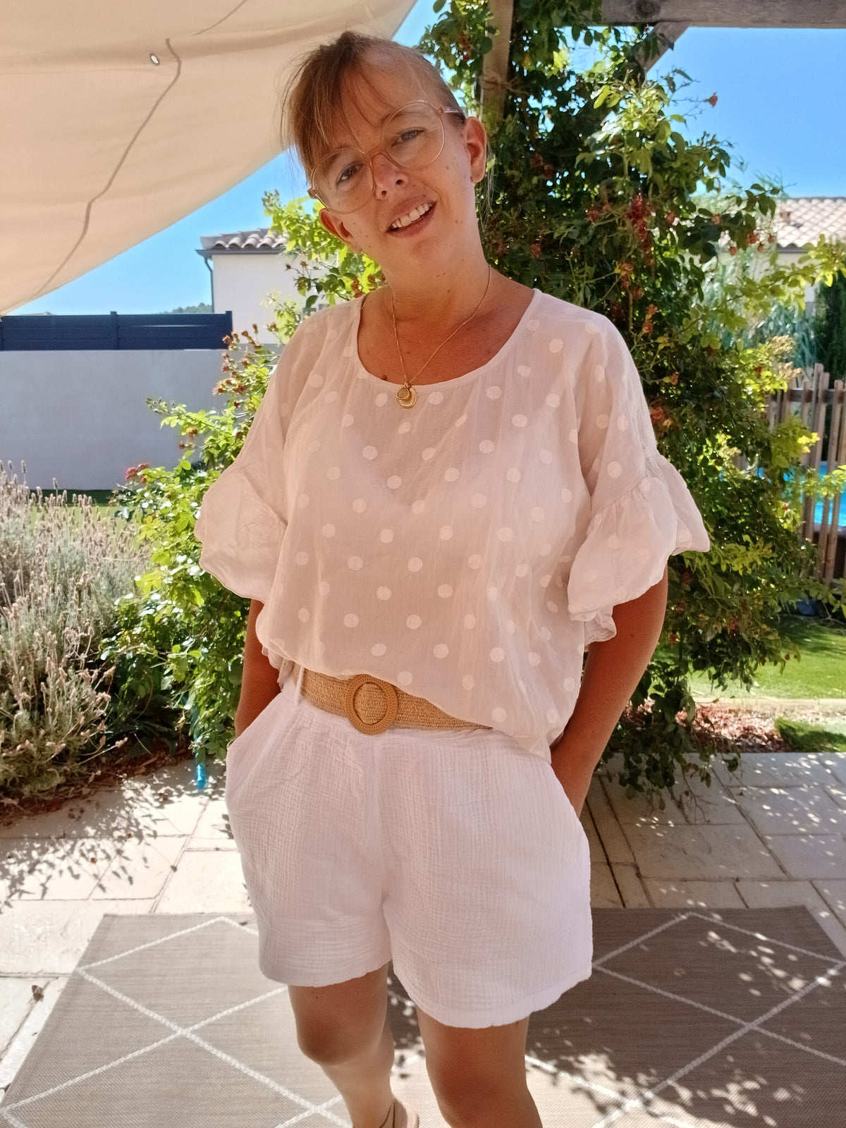 Short Garance - blanc / Beige sable
