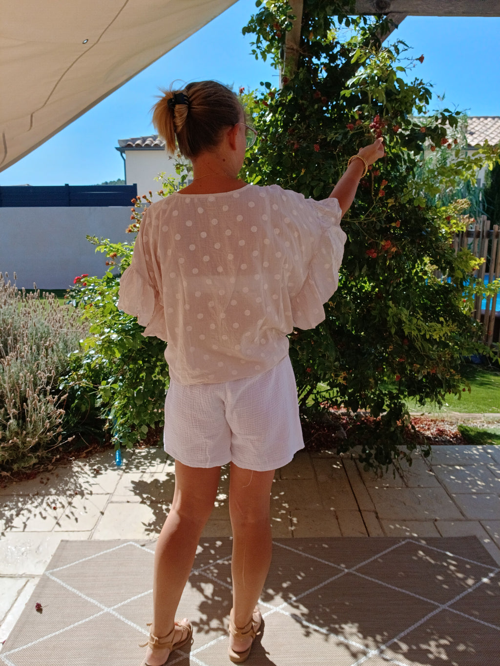 Blouse Célestine - Écrue à pois