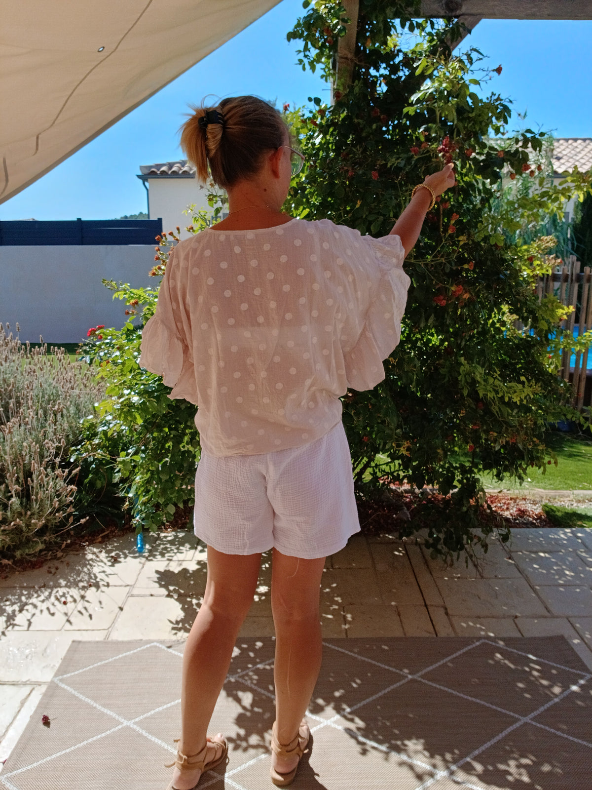Blouse Célestine - Écrue à pois