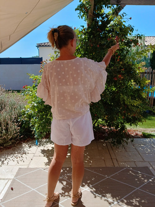 Blouse Célestine - Écrue à pois