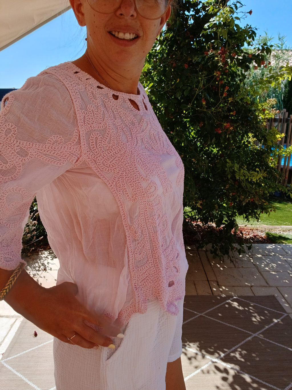 Blouse Apolline - Rose Poudré - Beige Sable