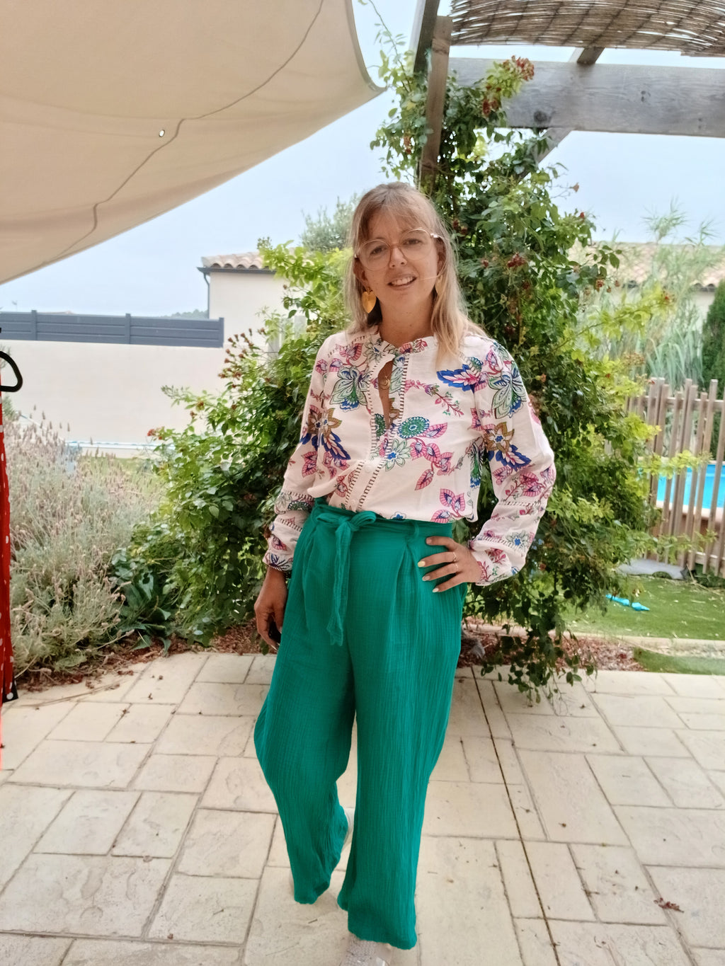 Pantalon Éléa - Gaze de coton vert 💚