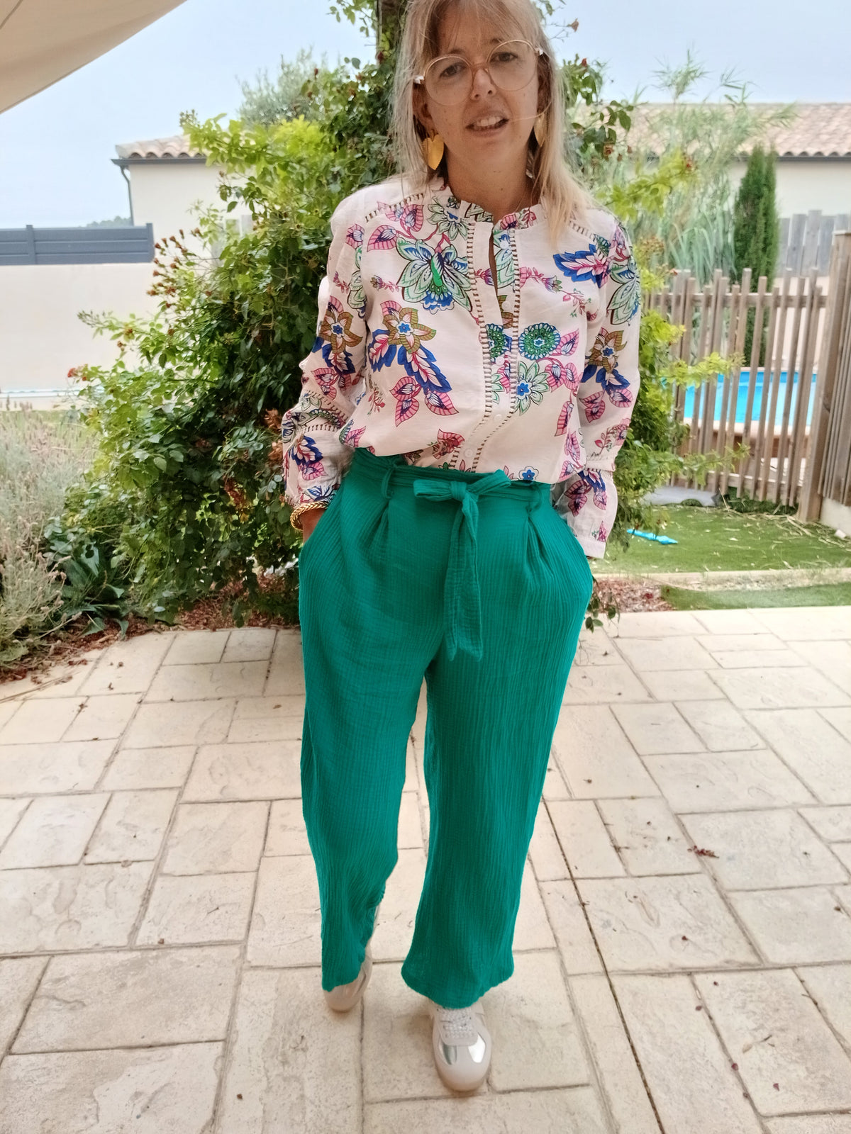 Pantalon Éléa - Gaze de coton vert 💚