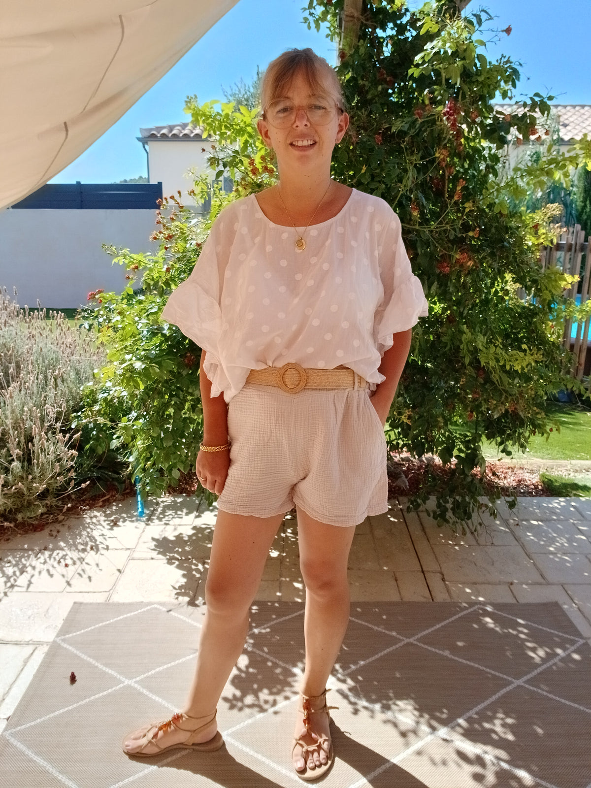 Blouse Célestine - Écrue à pois