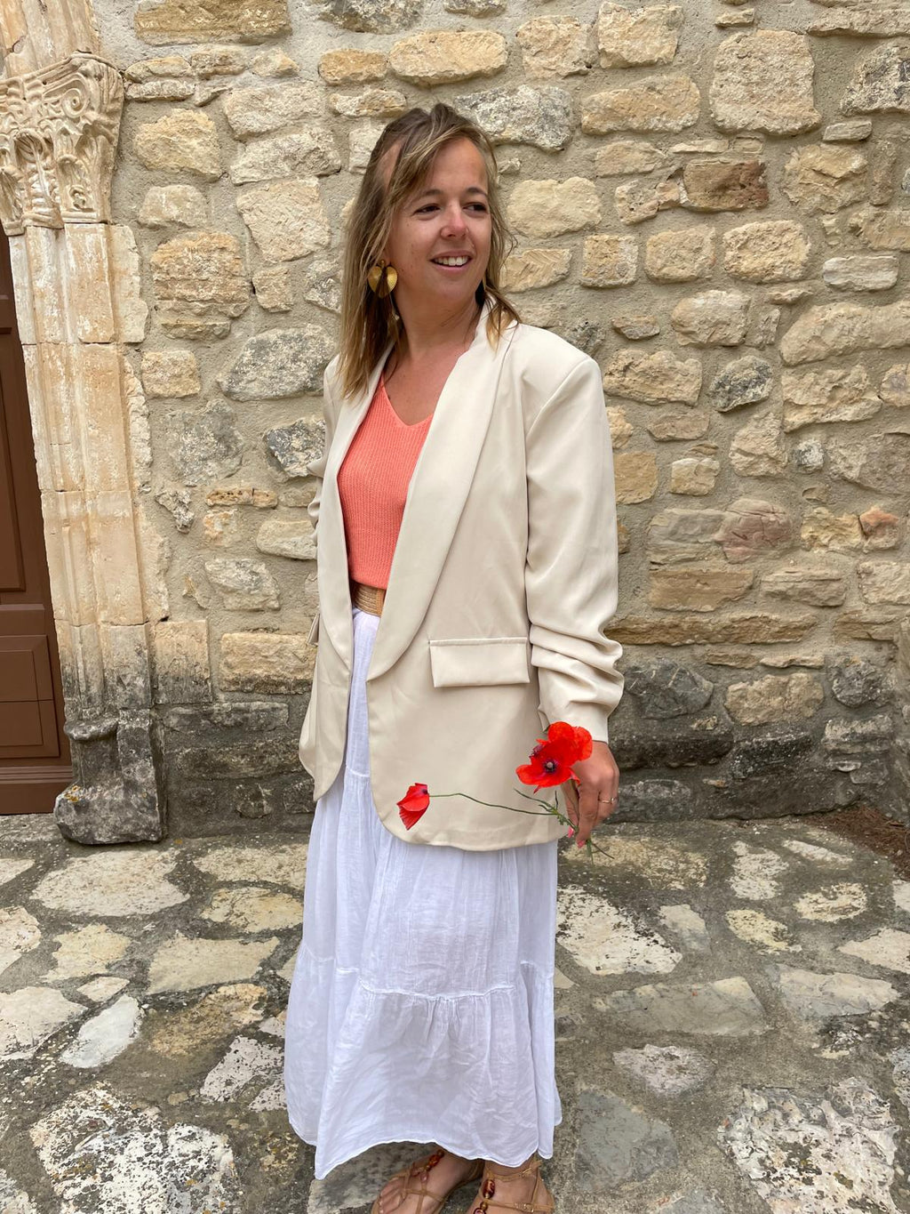 Blazer Auréa Bohème Chic Femme Beige | Chic Soléa