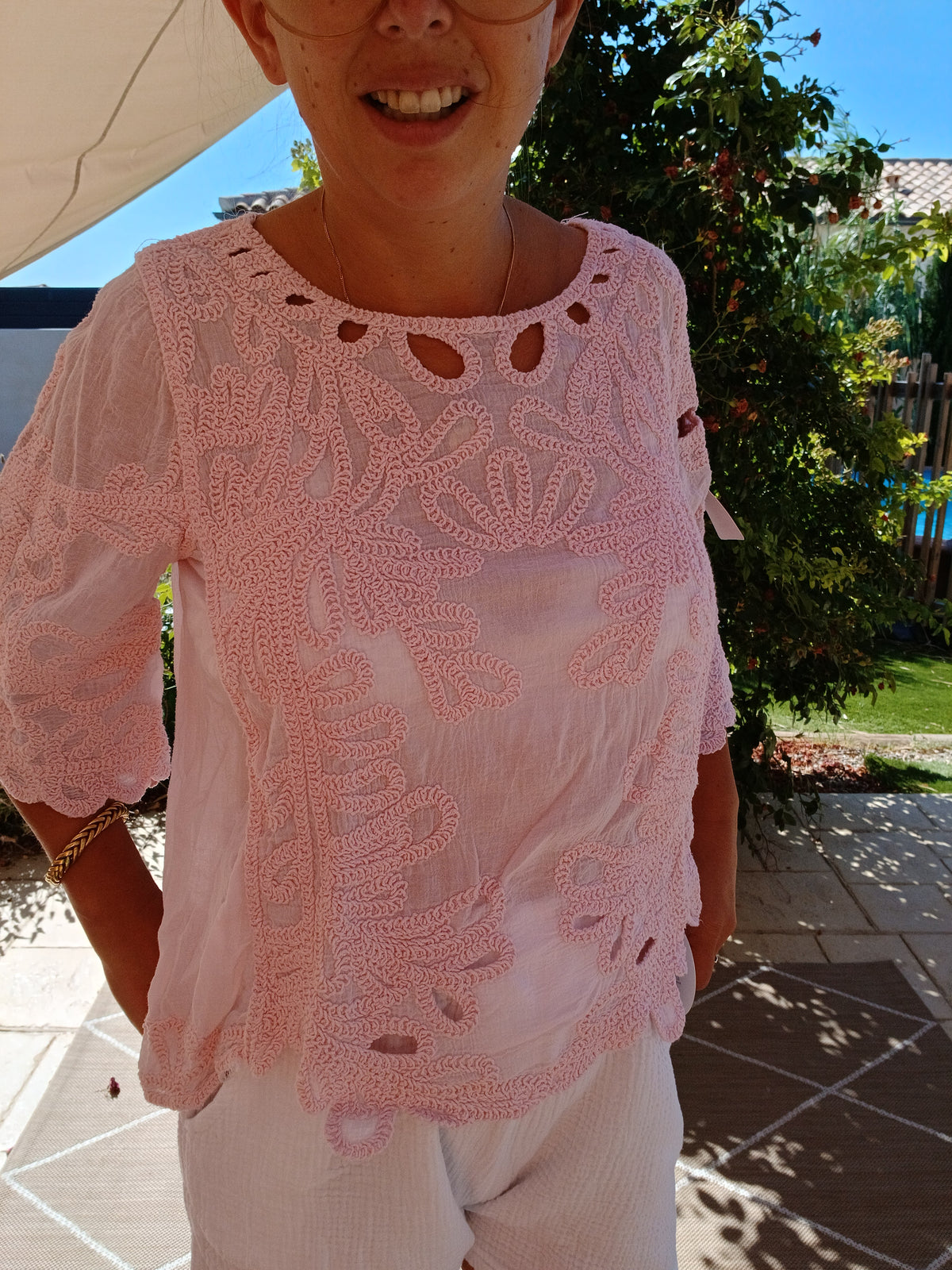 Blouse Apolline - Rose Poudré - Beige Sable
