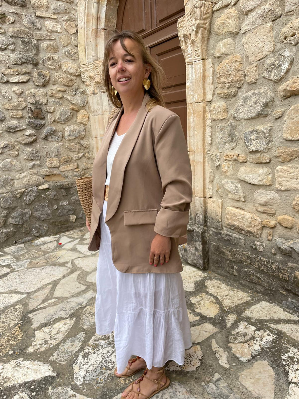 Blazer Auréa Bohème Chic Femme Beige | Chic Soléa