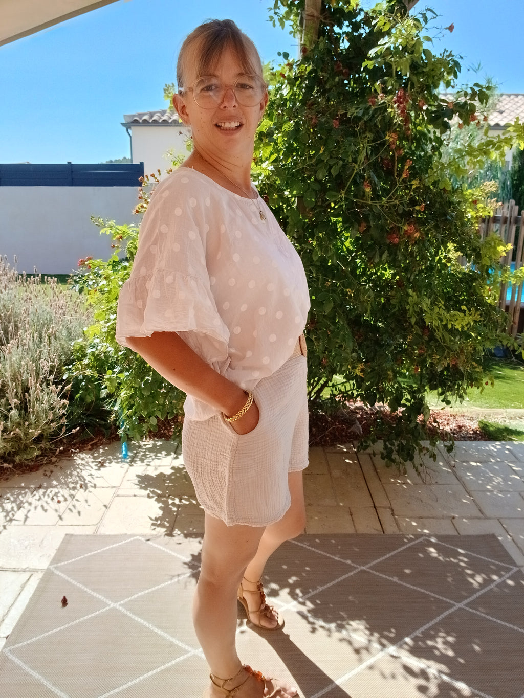 Short Garance - blanc / Beige sable