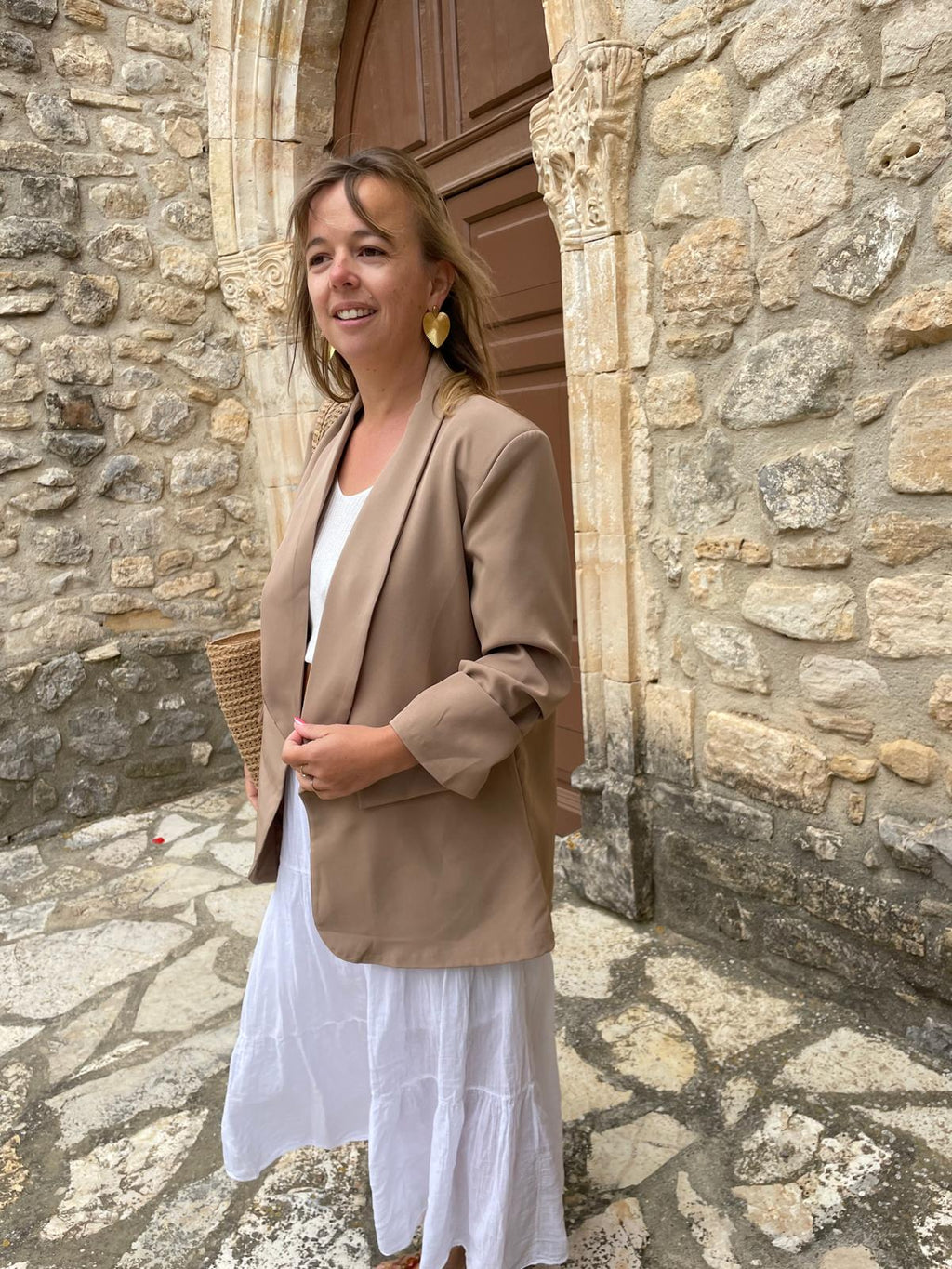Blazer Auréa Bohème Chic Femme Beige | Chic Soléa