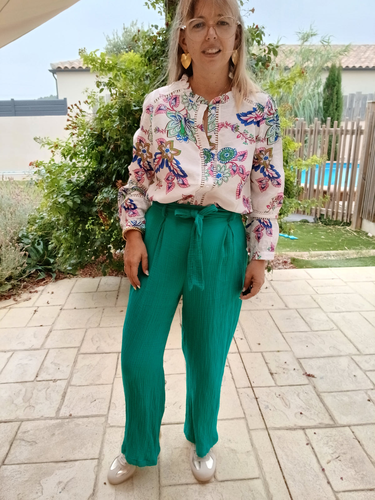 Pantalon Éléa - Gaze de coton vert 💚