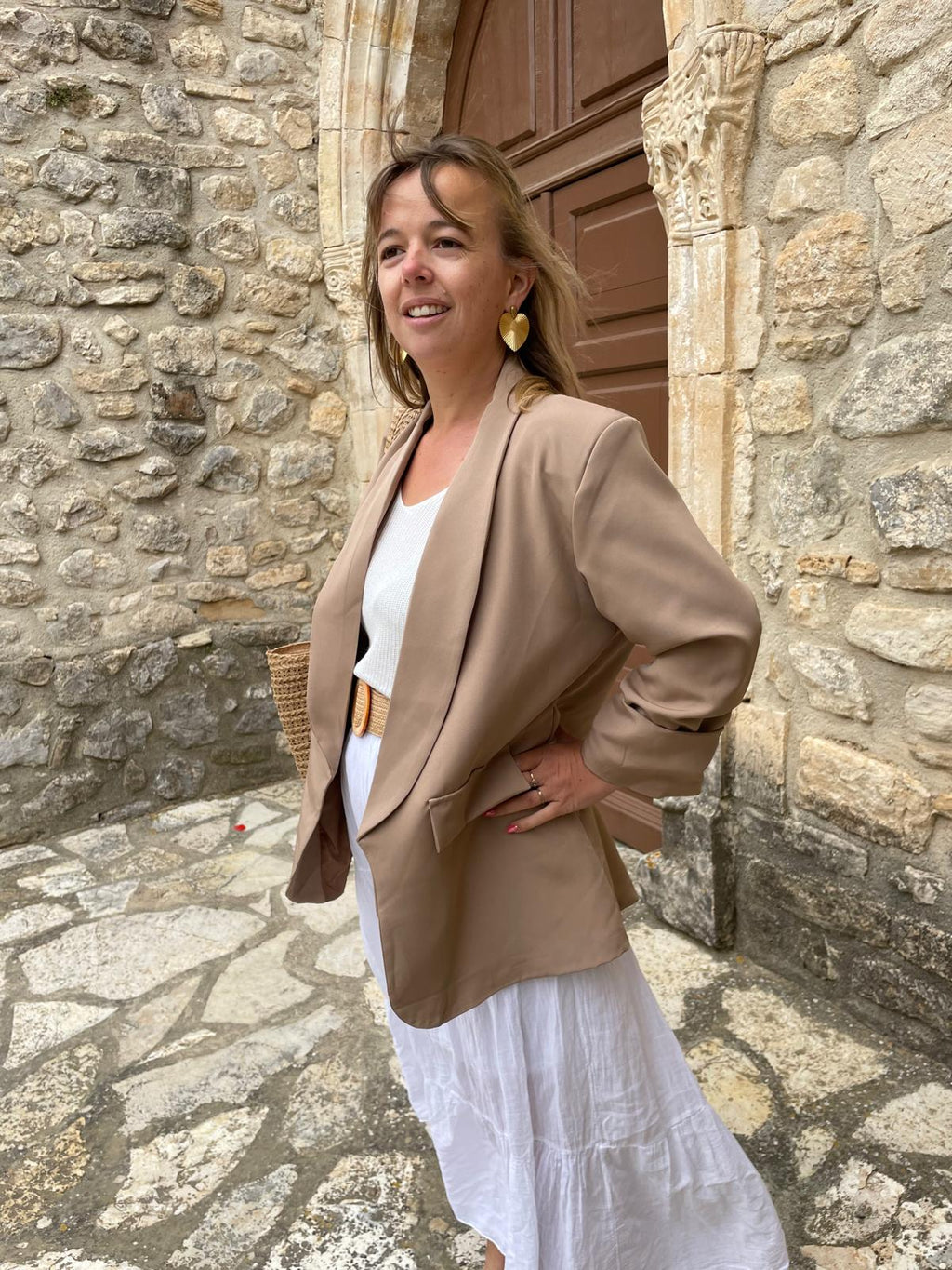 Blazer Auréa Bohème Chic Femme Beige | Chic Soléa